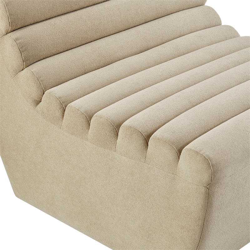 Corbin Performance Fleece Accent Chair with Channel Tufting in Bisque