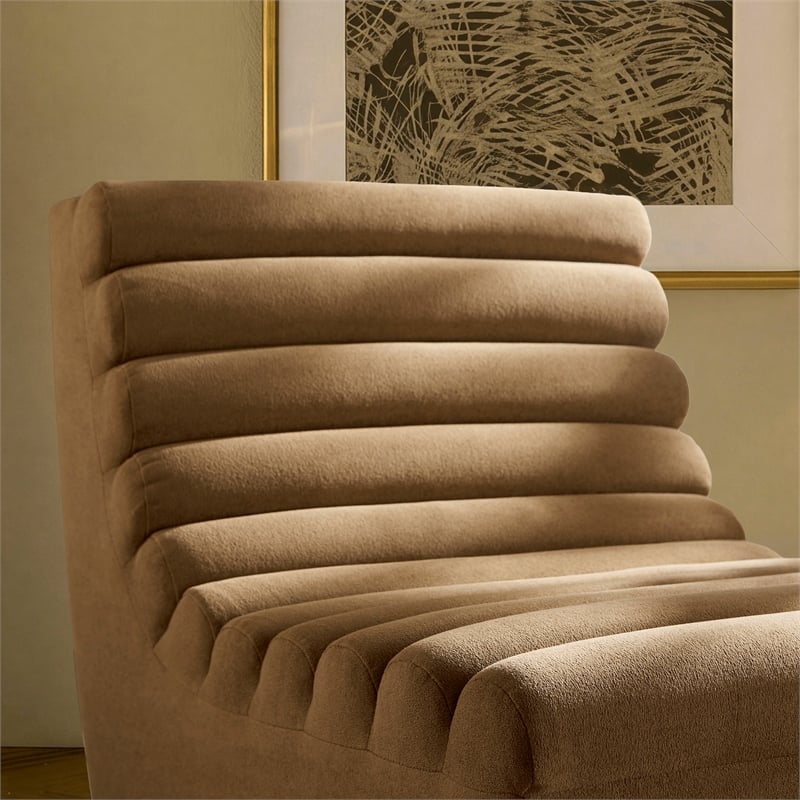 Corbin Performance Fleece Accent Chair with Channel Tufting in Latte