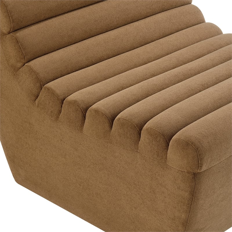 Corbin Performance Fleece Accent Chair with Channel Tufting in Latte