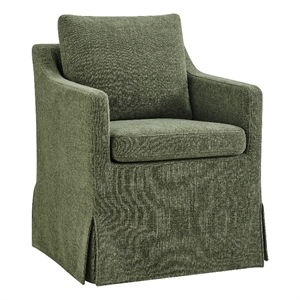 Serene Performance Fabric Dining Armchair with Floor-Length Skirt in Foliage