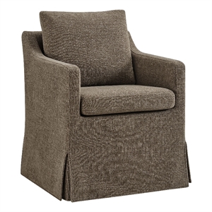 Serene Performance Fabric Dining Armchair with Floor-Length Skirt in Mocha