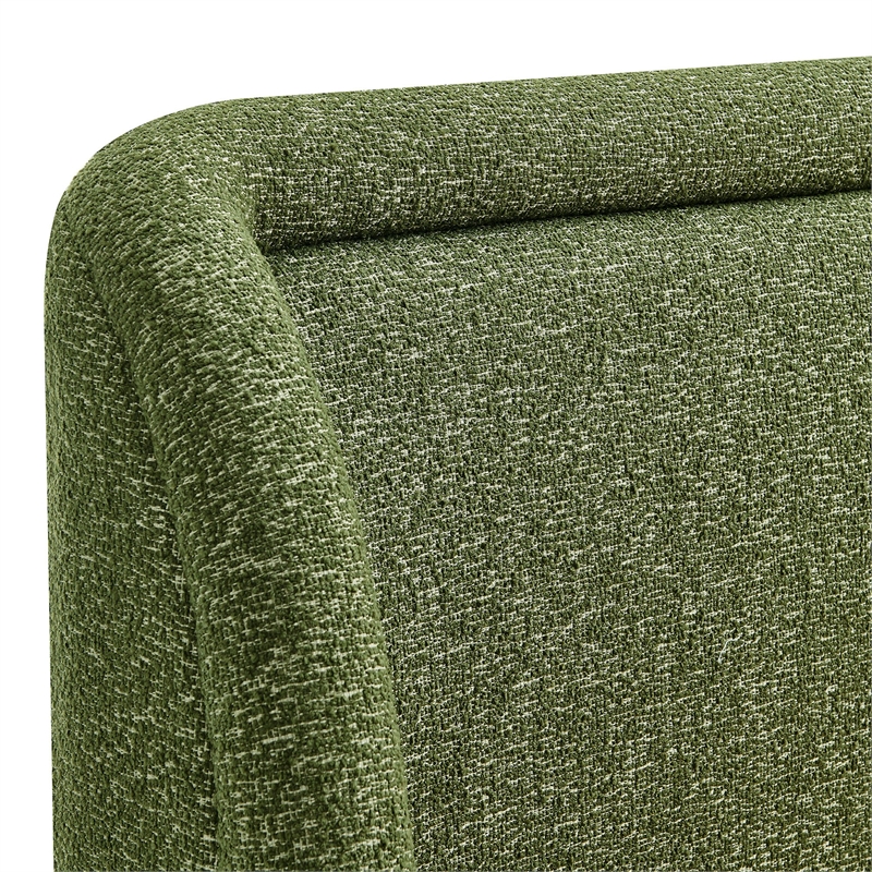 Tasmin Upholstered Fabric Queen Platform Bed with Rounded Headboard in Olive