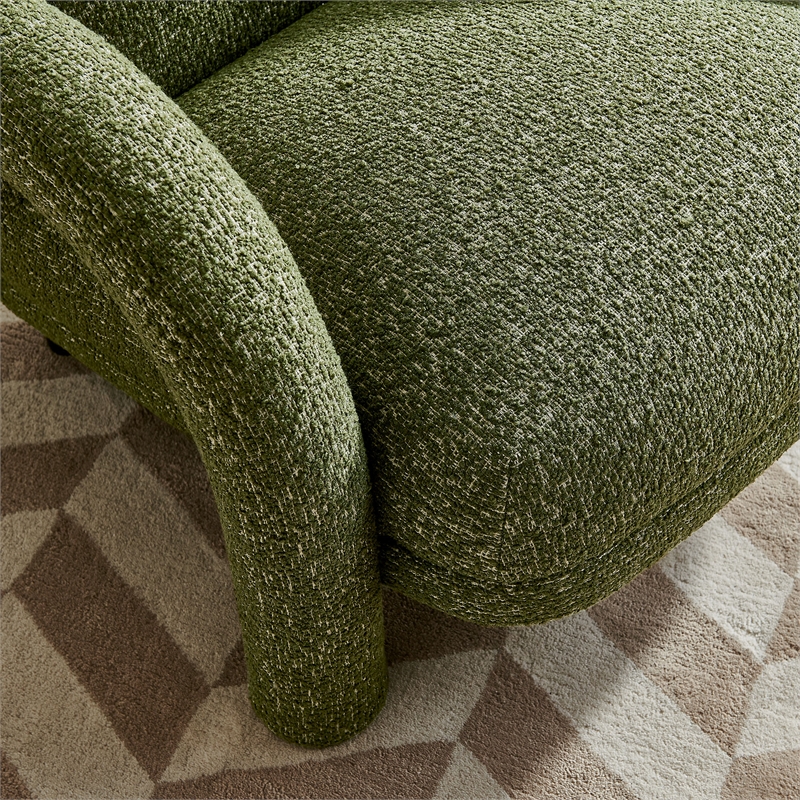Ferris Textured Fabric Lounge Chair with Arched Arms in Olive