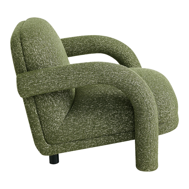 Ferris Textured Fabric Lounge Chair with Arched Arms in Olive