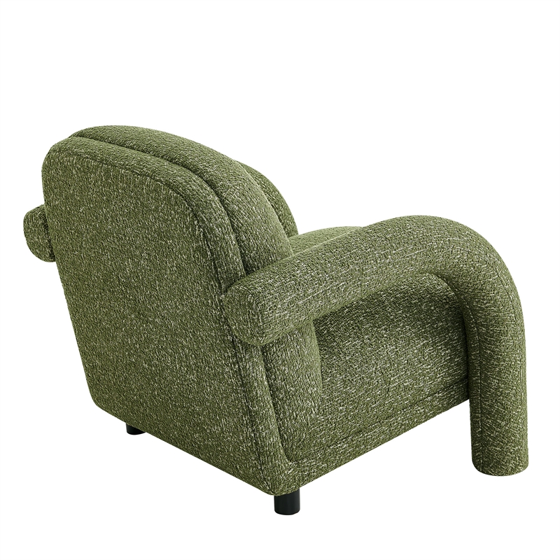 Ferris Textured Fabric Lounge Chair with Arched Arms in Olive