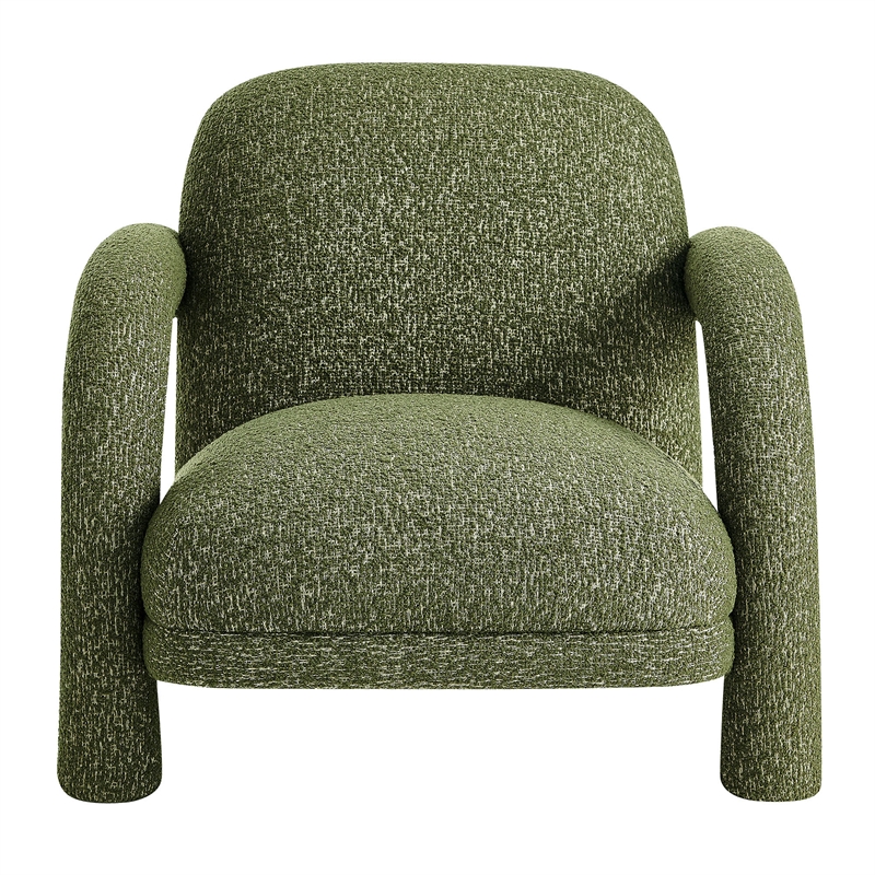 Ferris Textured Fabric Lounge Chair with Arched Arms in Olive