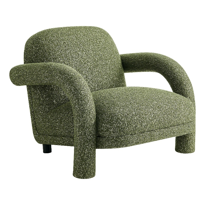 Ferris Textured Fabric Lounge Chair with Arched Arms in Olive