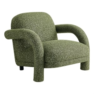 Ferris Textured Fabric Lounge Chair with Arched Arms in Olive