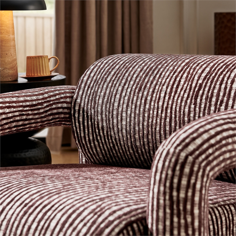 Quill Patterned Fabric Accent Chair with Bolster Back in Maroon