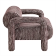 Quill Patterned Fabric Accent Chair with Bolster Back in Maroon