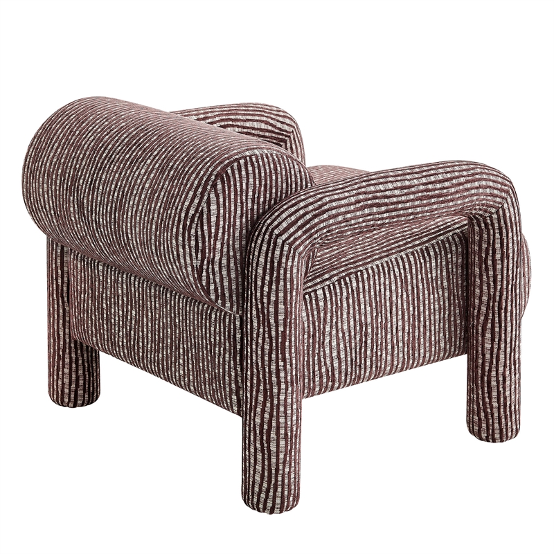 Quill Patterned Fabric Accent Chair with Bolster Back in Maroon