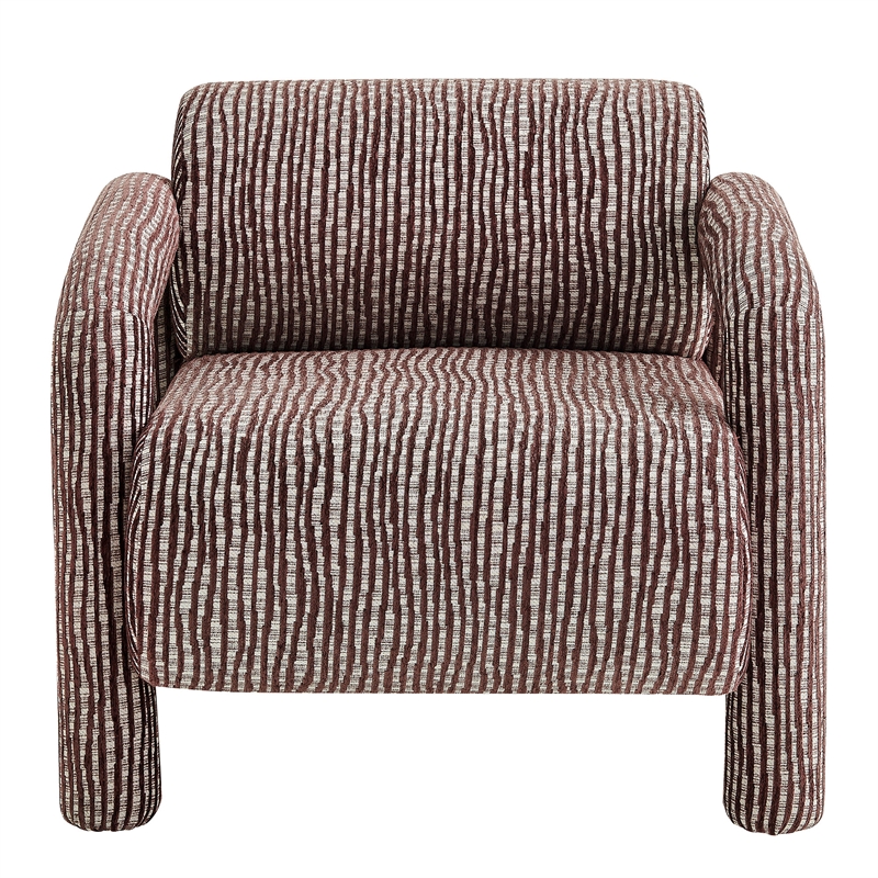 Quill Patterned Fabric Accent Chair with Bolster Back in Maroon