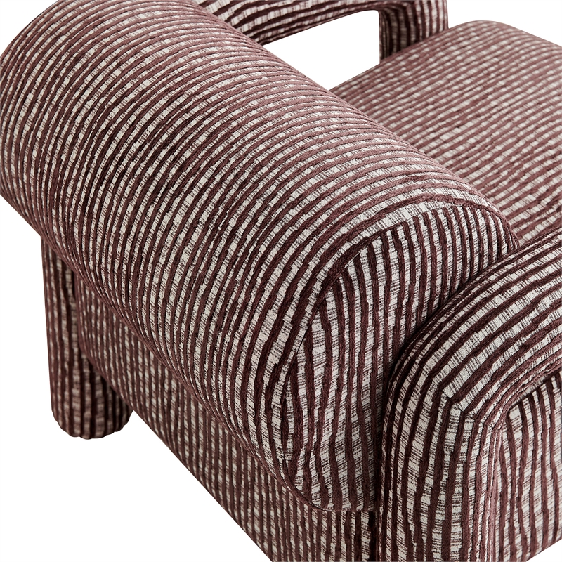 Quill Patterned Fabric Accent Chair with Bolster Back in Maroon
