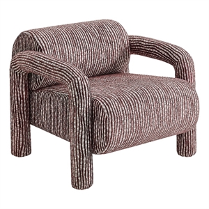 Quill Patterned Fabric Accent Chair with Bolster Back in Maroon