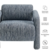 Quill Patterned Fabric Accent Chair with Bolster Back in Navy