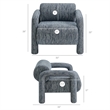 Quill Patterned Fabric Accent Chair with Bolster Back in Navy