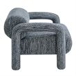 Quill Patterned Fabric Accent Chair with Bolster Back in Navy
