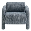Quill Patterned Fabric Accent Chair with Bolster Back in Navy