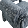 Quill Patterned Fabric Accent Chair with Bolster Back in Navy