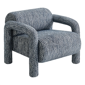Quill Patterned Fabric Accent Chair with Bolster Back in Navy