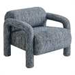 Quill Patterned Fabric Accent Chair with Bolster Back in Navy