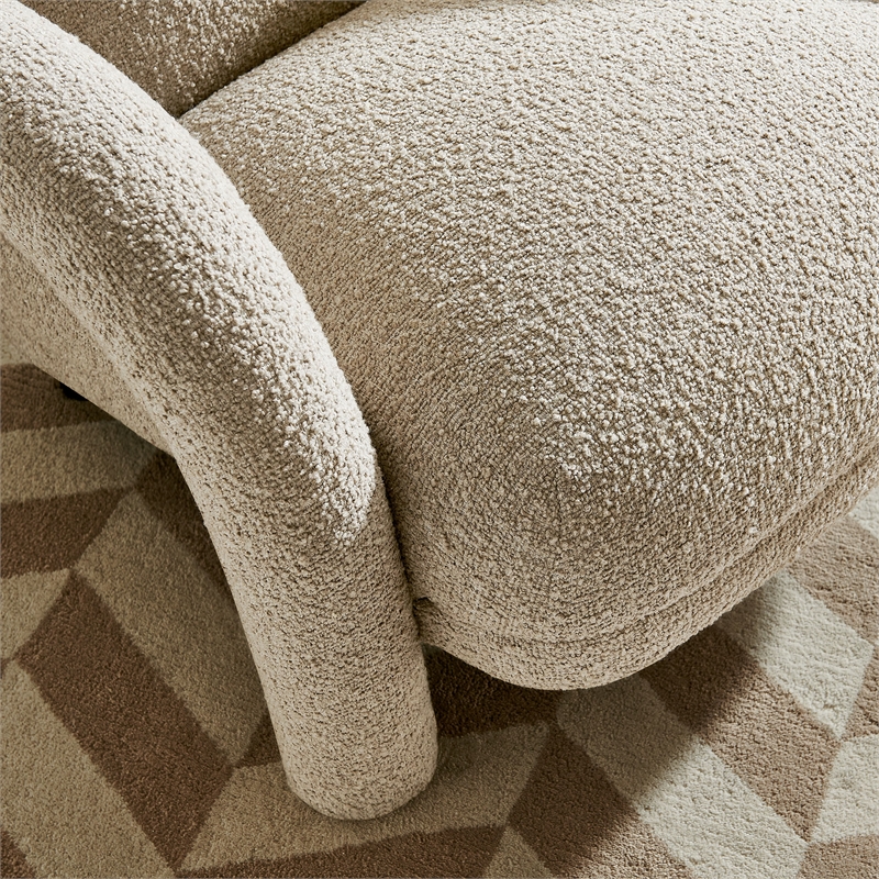 Ferris Textured Fabric Lounge Chair with Arched Arms in Linen
