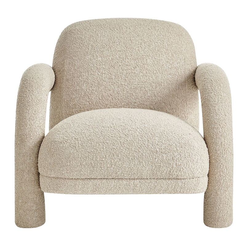 Ferris Textured Fabric Lounge Chair with Arched Arms in Linen