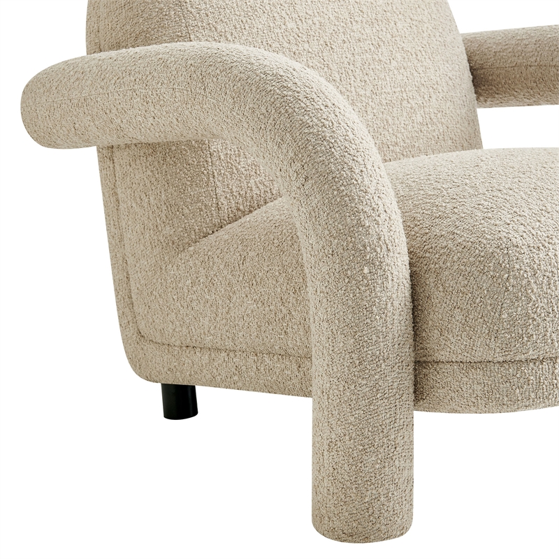 Ferris Textured Fabric Lounge Chair with Arched Arms in Linen
