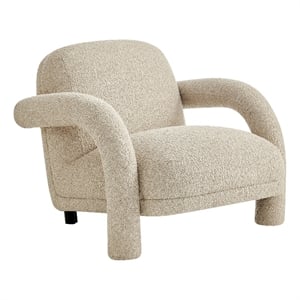 Ferris Textured Fabric Lounge Chair with Arched Arms in Linen