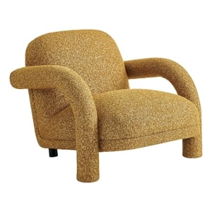 Ferris Textured Fabric Lounge Chair with Arched Arms in Mustard