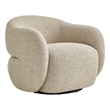 Selby Textured Fabric Swivel Accent Chair with Curved Back in Linen