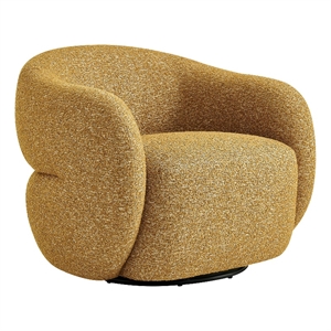 Selby Textured Fabric Swivel Accent Chair with Curved Back in Mustard