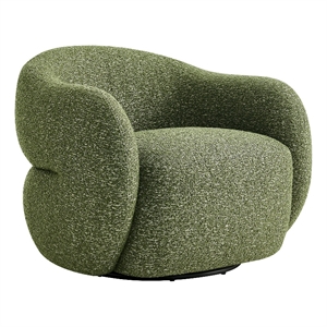 Selby Textured Fabric Swivel Accent Chair with Curved Back in Olive