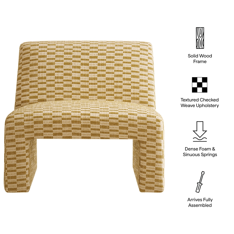 Amita Checked Weave Accent Chair with Wide Seat in Sunrise