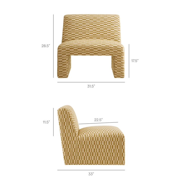 Amita Checked Weave Accent Chair with Wide Seat in Sunrise
