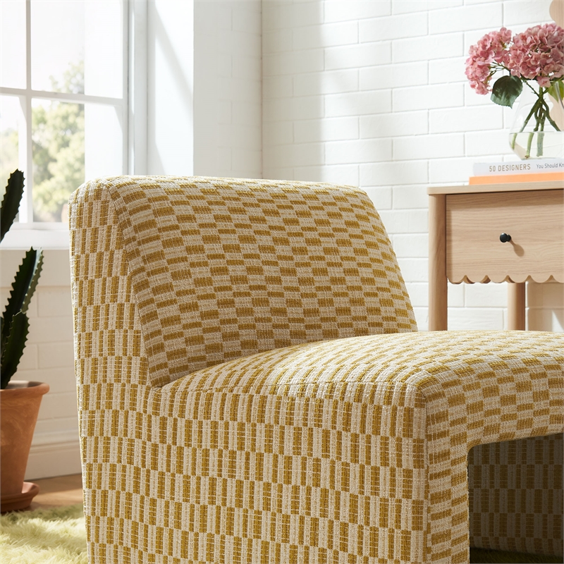 Amita Checked Weave Accent Chair with Wide Seat in Sunrise