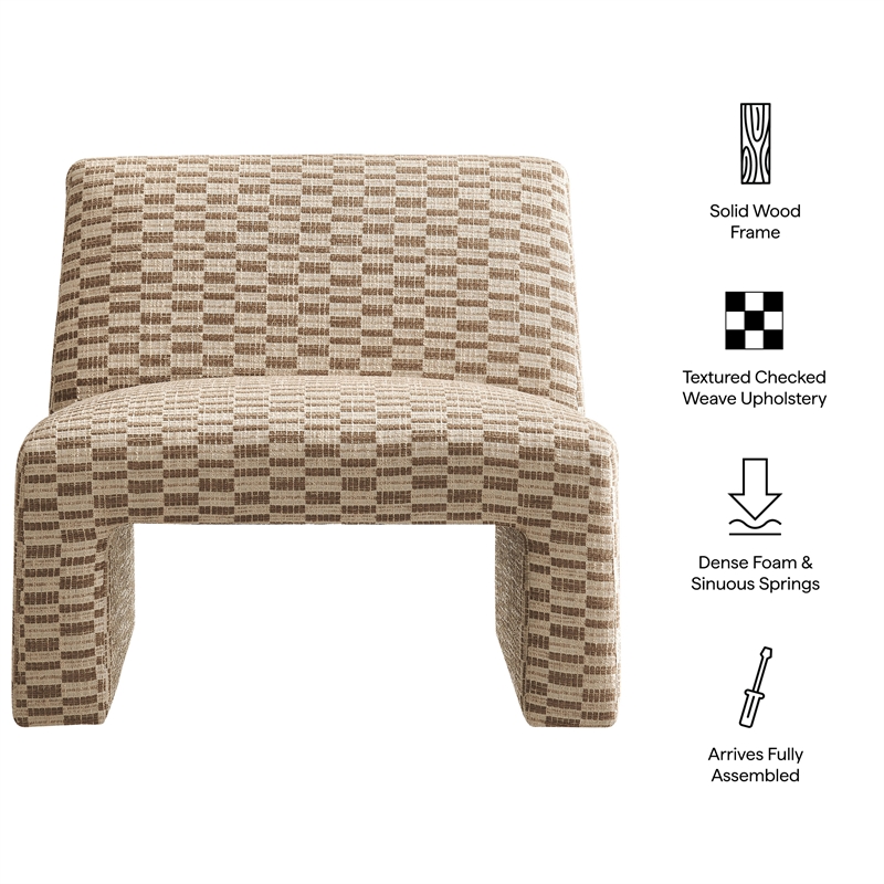 Amita Checked Weave Accent Chair with Wide Seat in Mineral