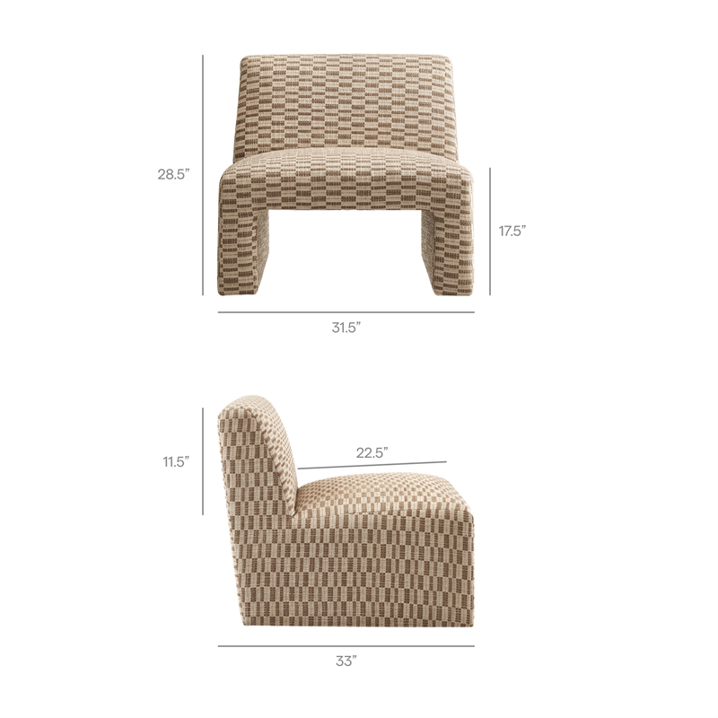 Amita Checked Weave Accent Chair with Wide Seat in Mineral