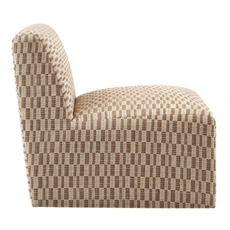 Amita Checked Weave Accent Chair with Wide Seat in Mineral