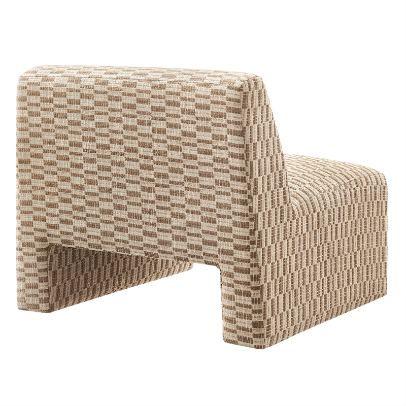 Amita Checked Weave Accent Chair with Wide Seat in Mineral
