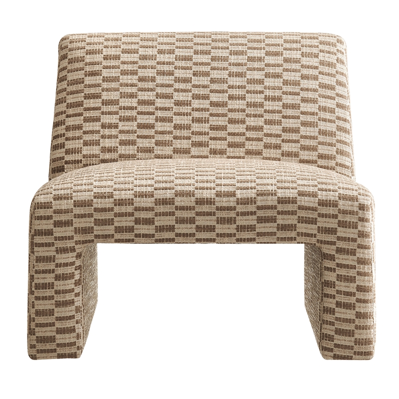 Amita Checked Weave Accent Chair with Wide Seat in Mineral