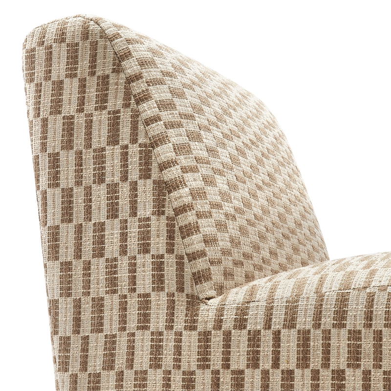Amita Checked Weave Accent Chair with Wide Seat in Mineral