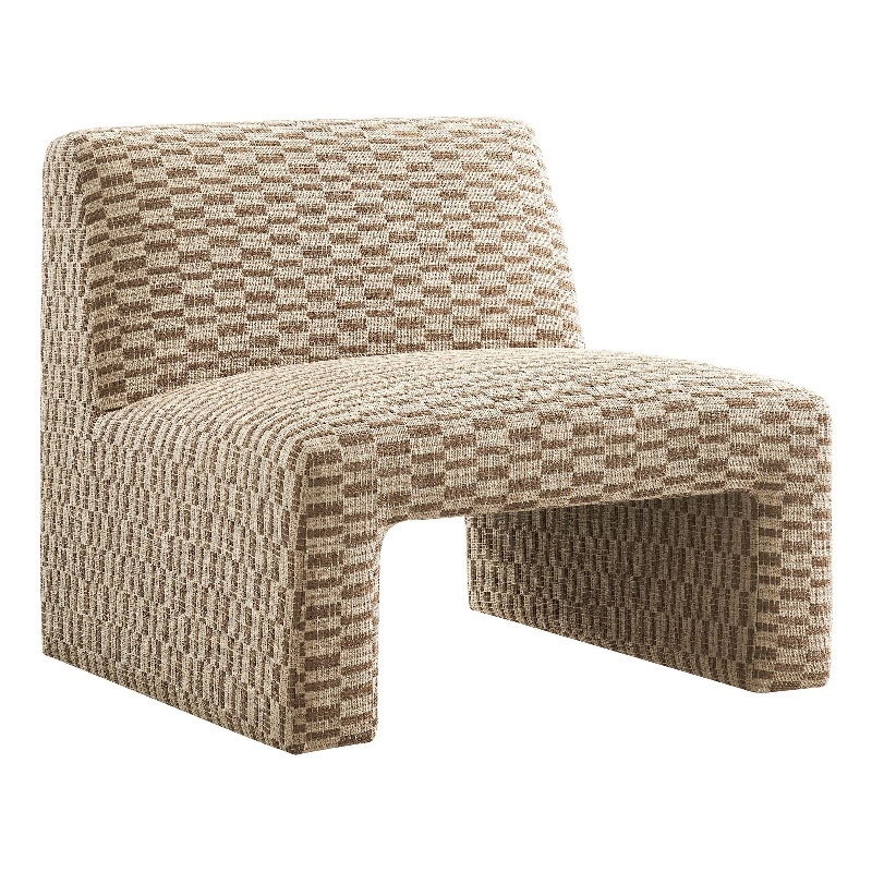 Amita Checked Weave Accent Chair with Wide Seat in Mineral