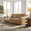 Liora 87 Inch Vegan Leather Sofa with Sloped Arms in Toast