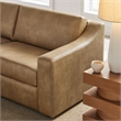 Liora 87 Inch Vegan Leather Sofa with Sloped Arms in Toast