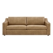 Liora 87 Inch Vegan Leather Sofa with Sloped Arms in Toast