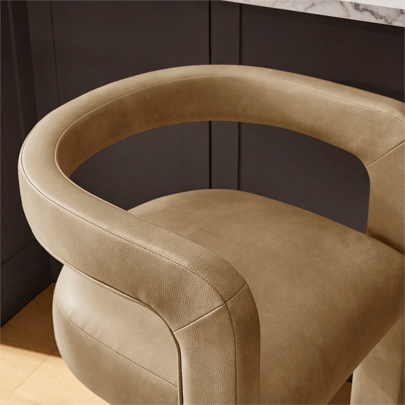 Modway Winslow Premium Vegan Leather Bar Stool in Toast