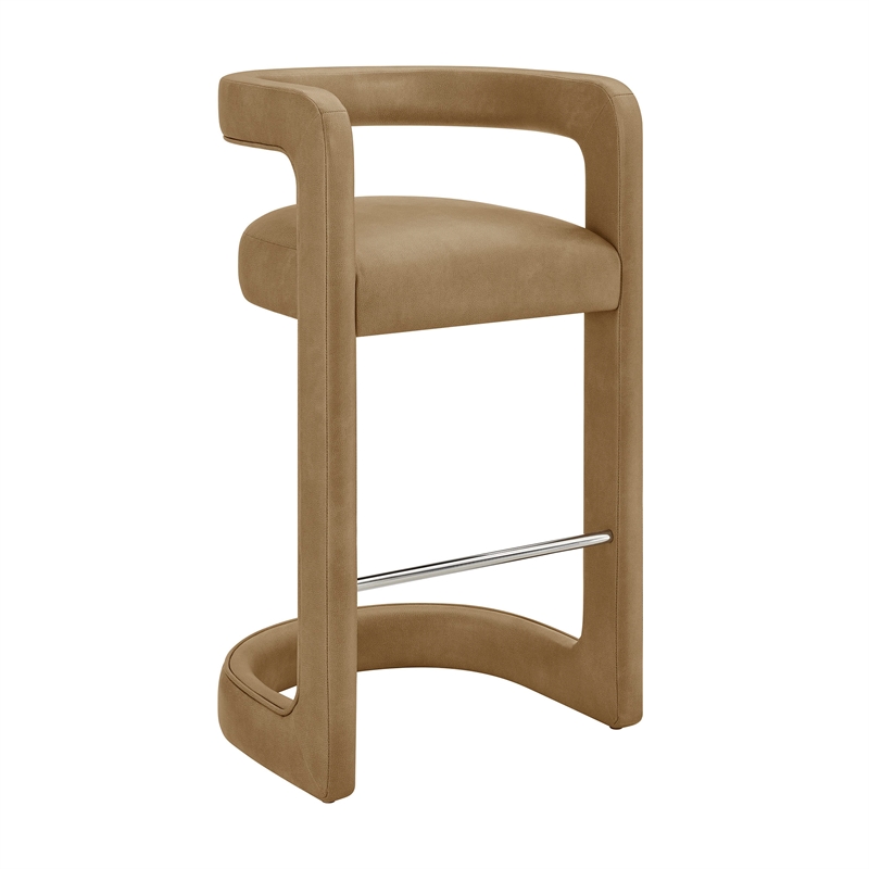 Modway Winslow Premium Vegan Leather Bar Stool in Toast