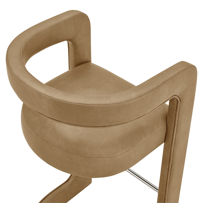Modway Winslow Premium Vegan Leather Bar Stool in Toast