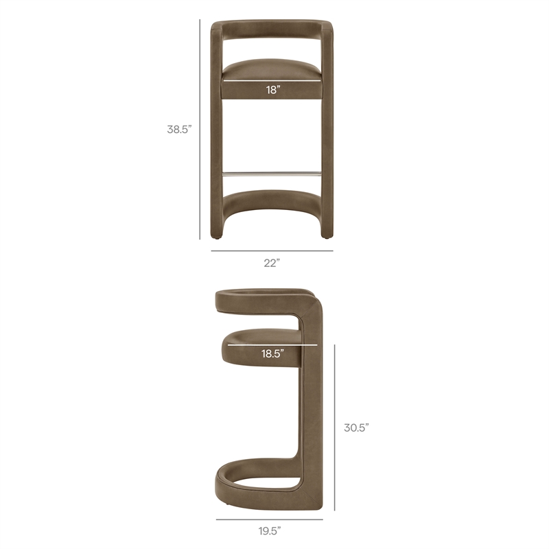 Modway Winslow Premium Vegan Leather Bar Stool in Mushroom